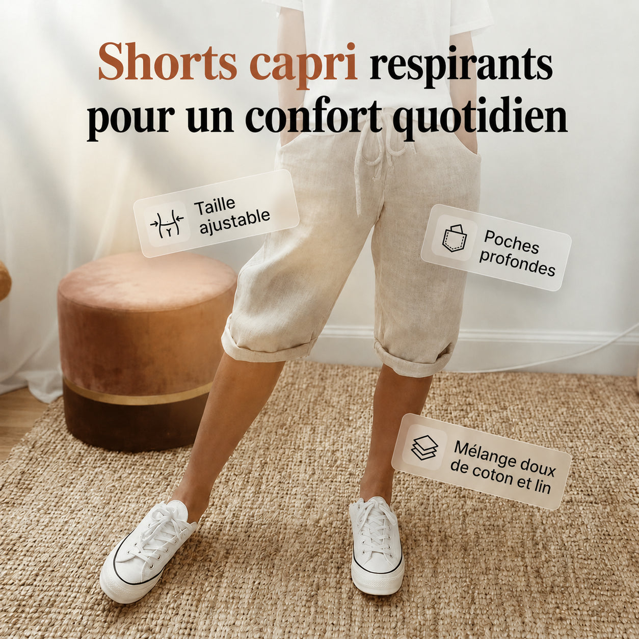 Modeline™ | Short femme en coton et lin