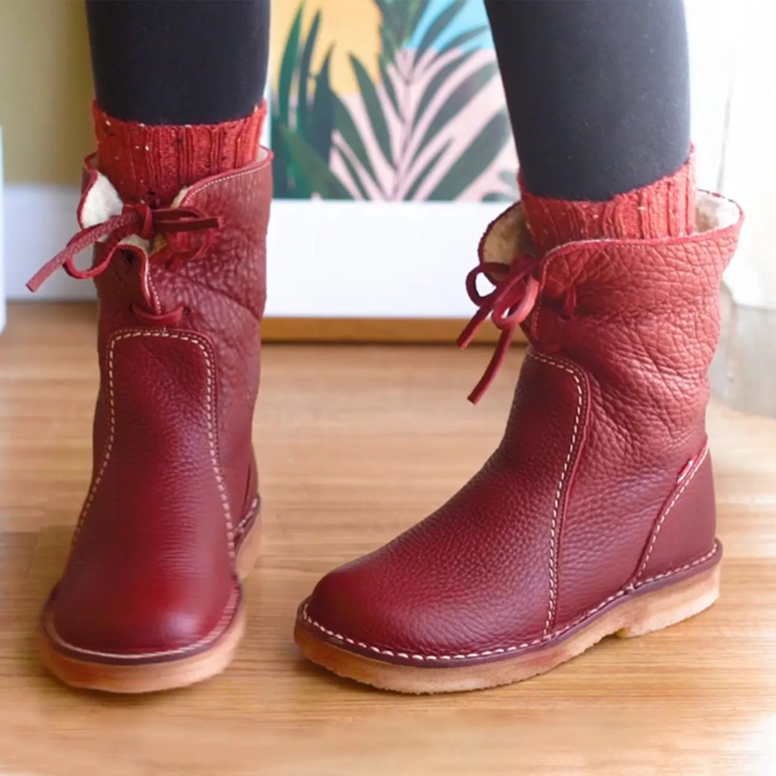 Modeline | Bottes Imperméables en Cuir Polaire Avec Doublure en Laine